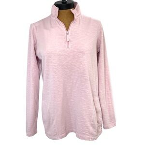 Orvis ladies pullover 1/4 zip 100% cotton long sleeve blush pink shirt Medium﻿﻿﻿